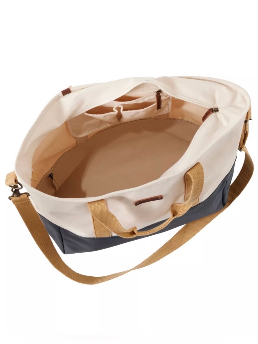 L L Bean Nor'easter Tote Navy/Creme Weather Resistant Boat Bag/Strap  EUC - Picture 3 of 5